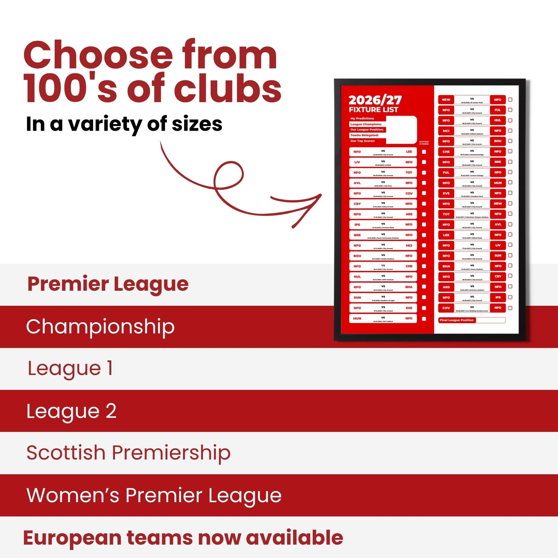Nottingham Forest — Choose From 100s of Clubs