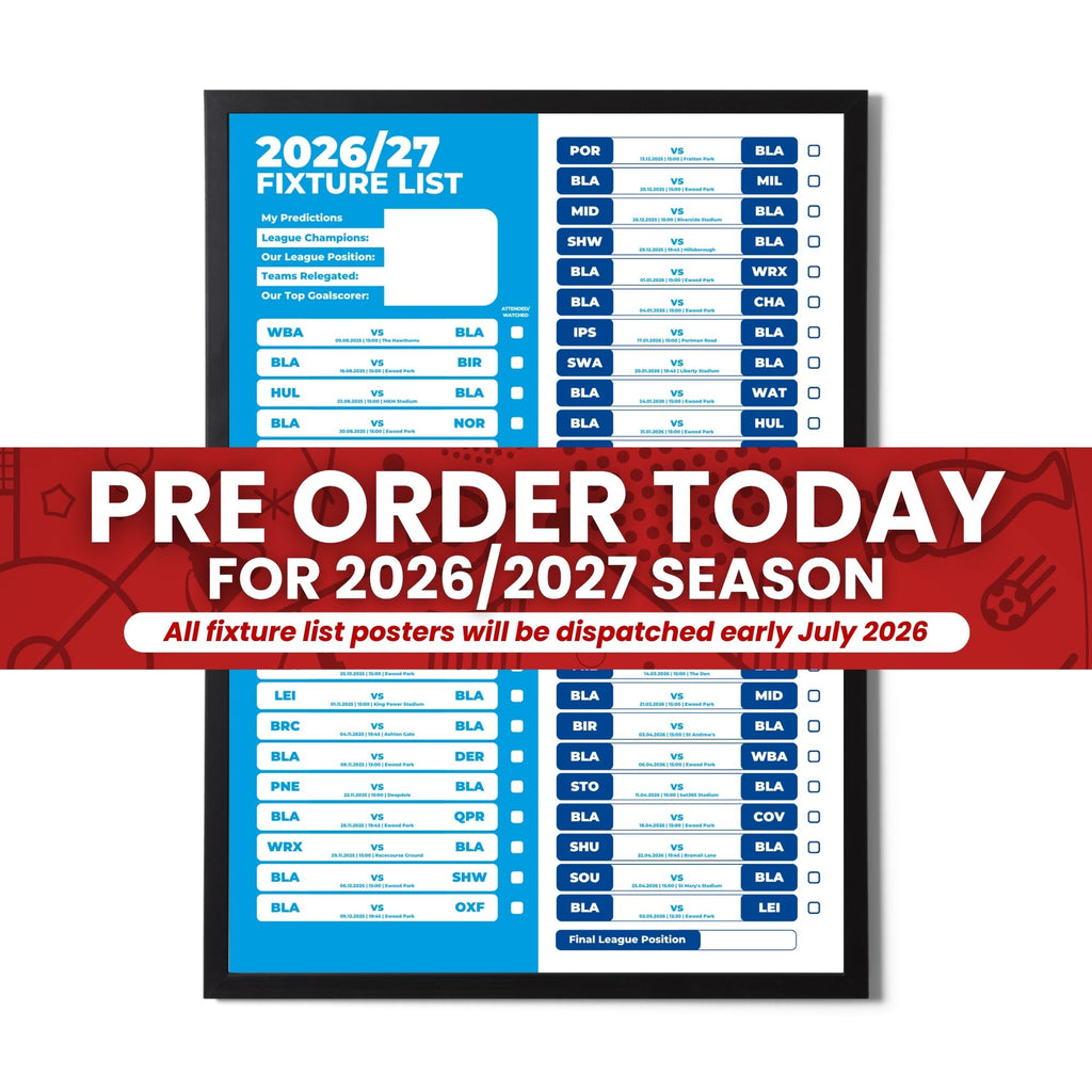 Pre Order Championship Clubs - 2026/27 Fixture Poster