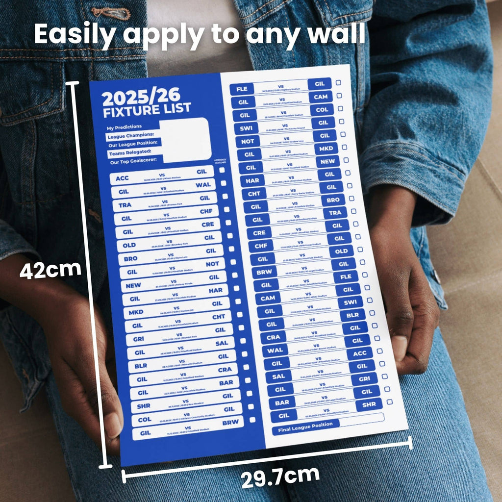 League 2 Clubs - 2025/26 Football Fixture Poster - A3 Size (29.7x42cm)