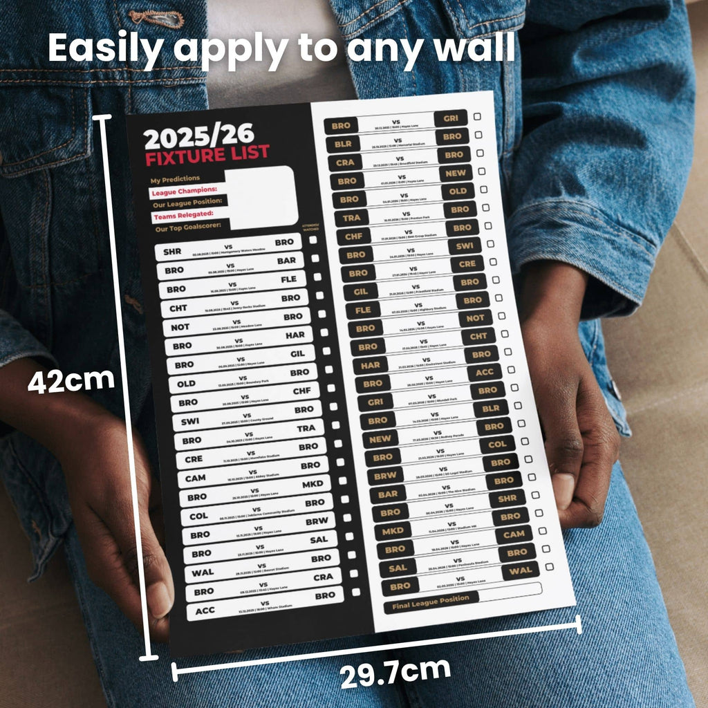League 2 Clubs - 2025/26 Football Fixture Poster - A3 Size (29.7x42cm)
