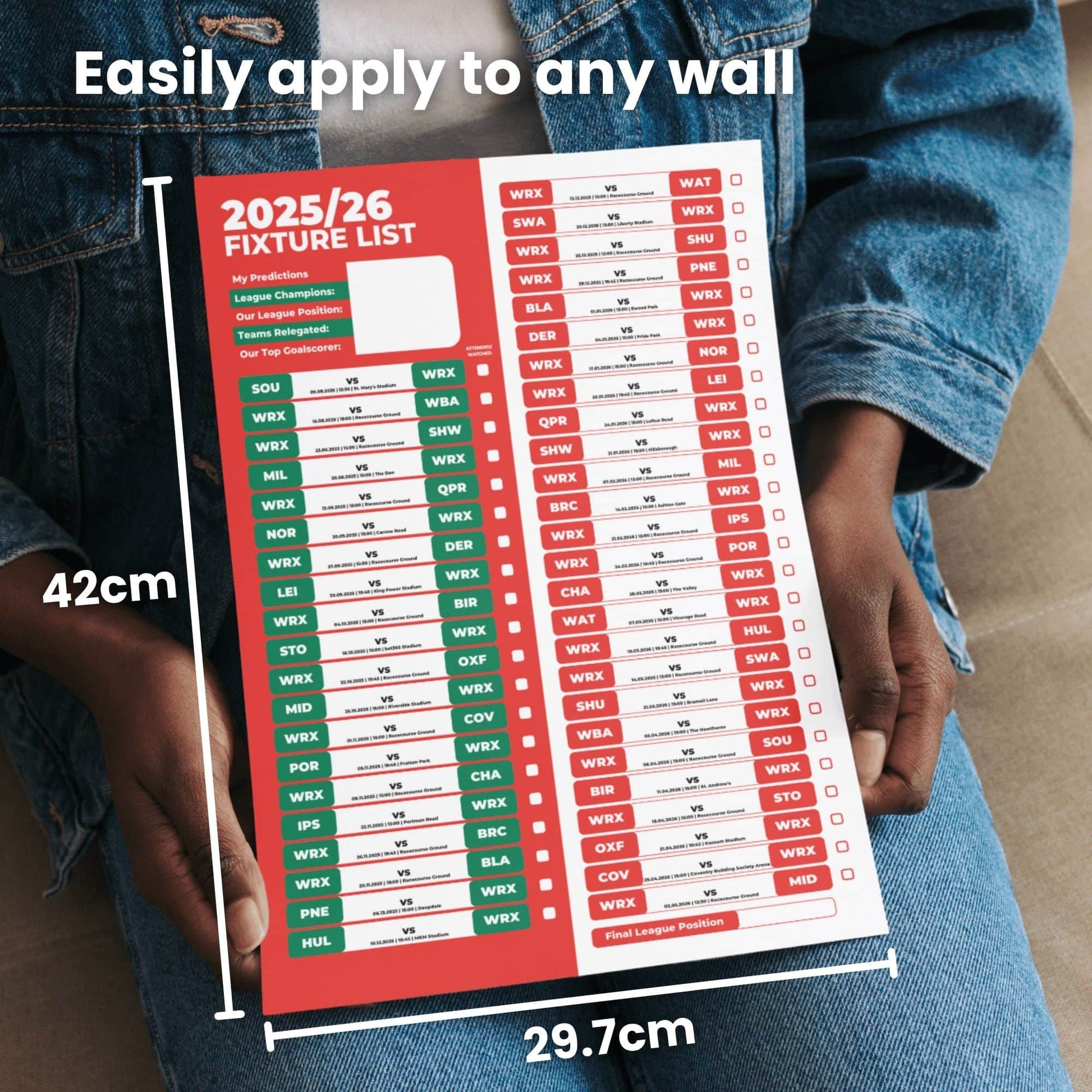 Championship Clubs - 2025/26 Football Fixture Poster - A3 Size (29.7x42cm)
