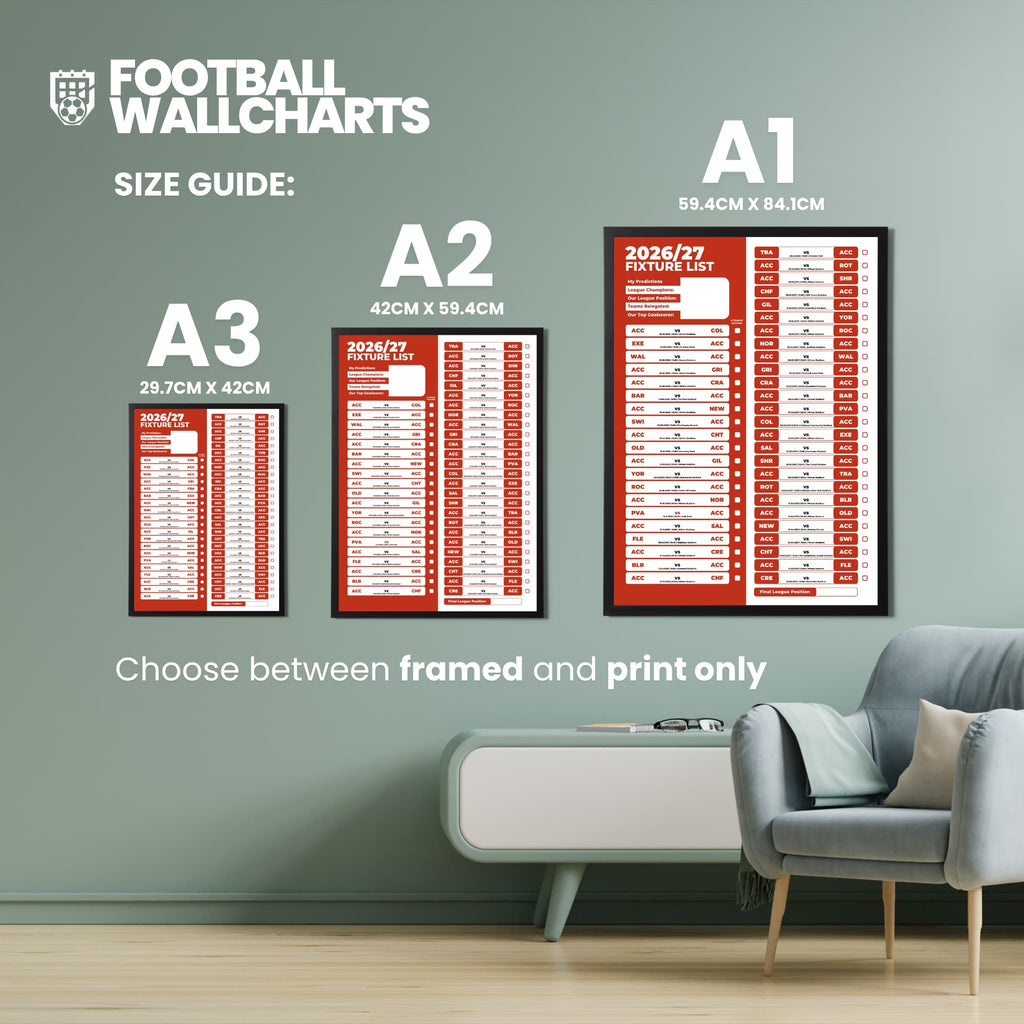 Accrington Stanley — Size Chart