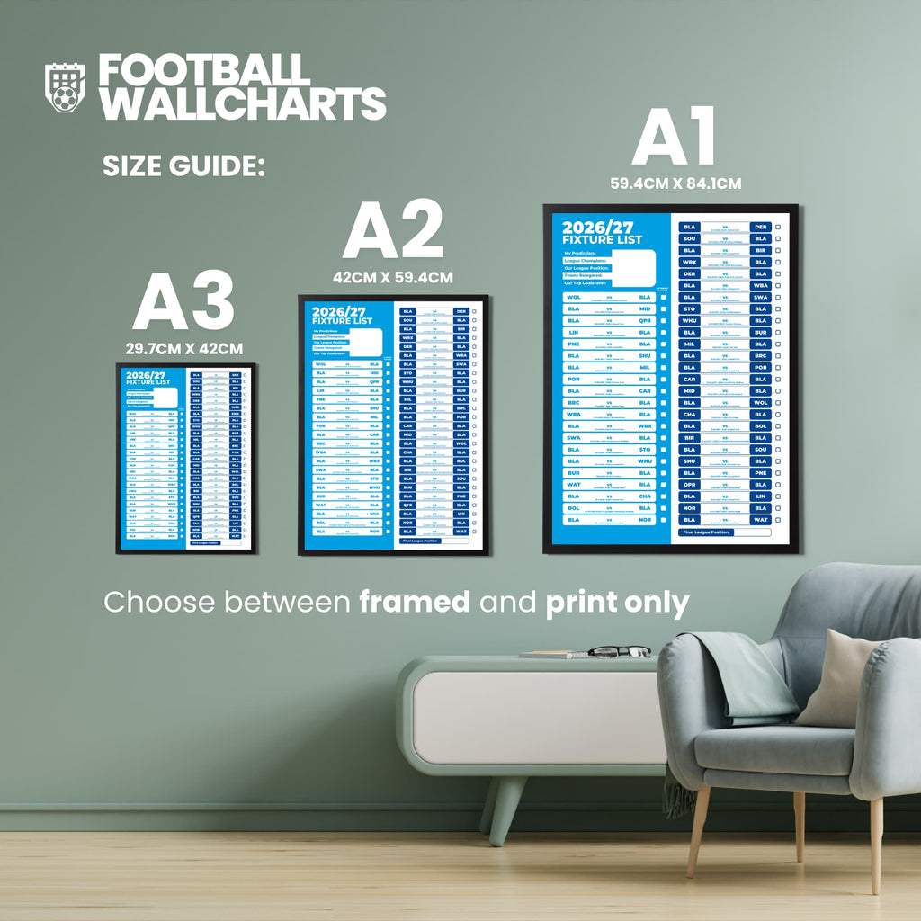 Blackburn Rovers — Size Chart