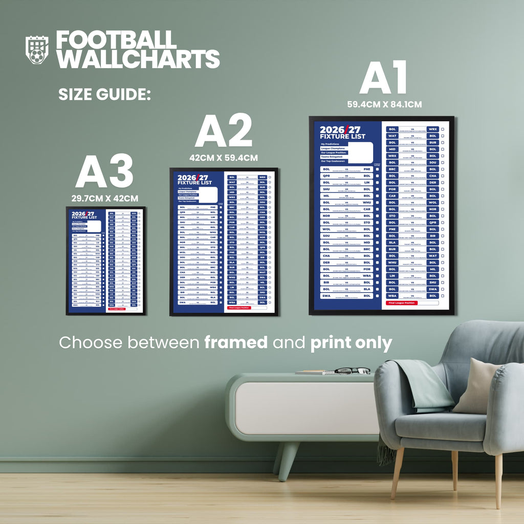 Bolton Wanderers — Size Chart