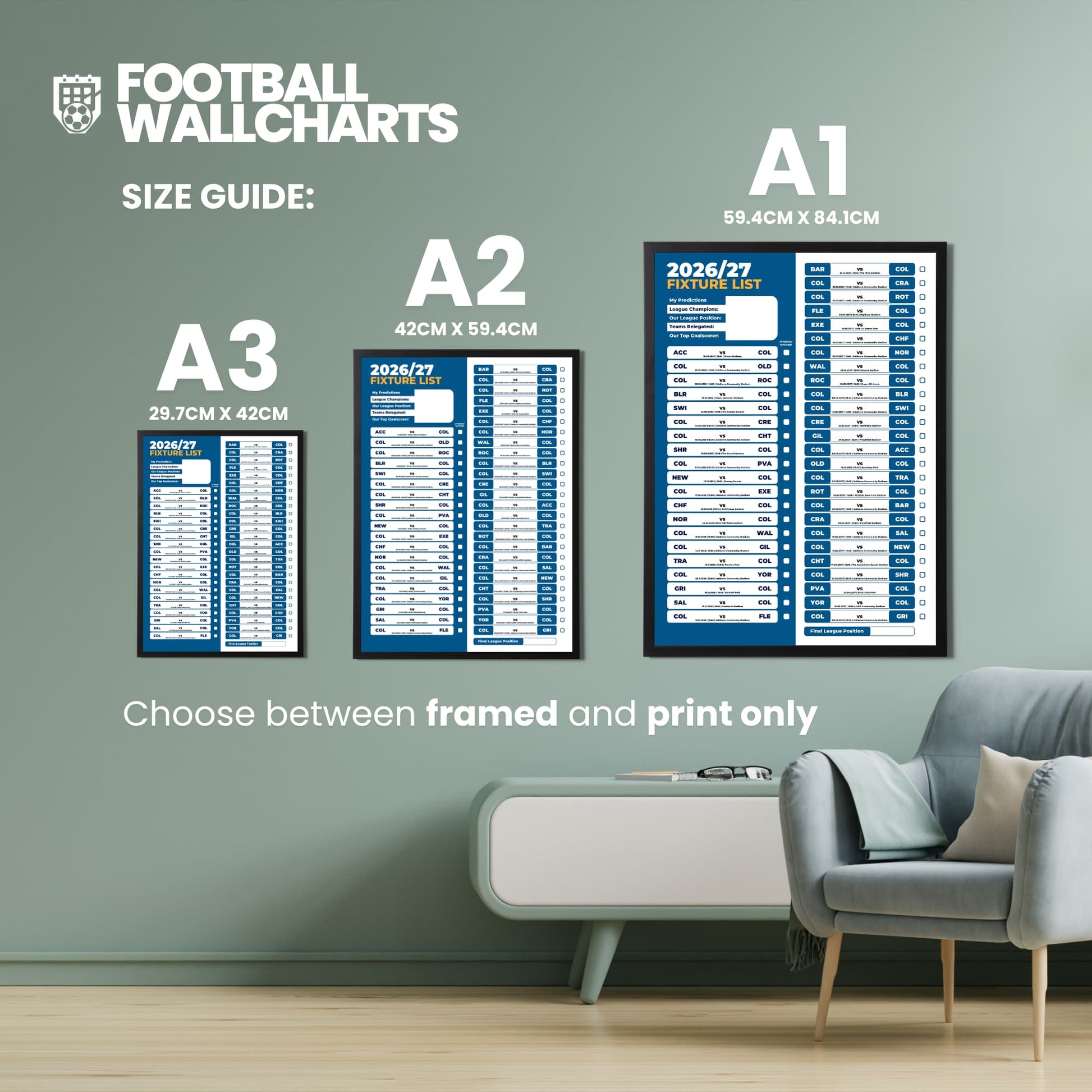 Colchester United — Size Chart
