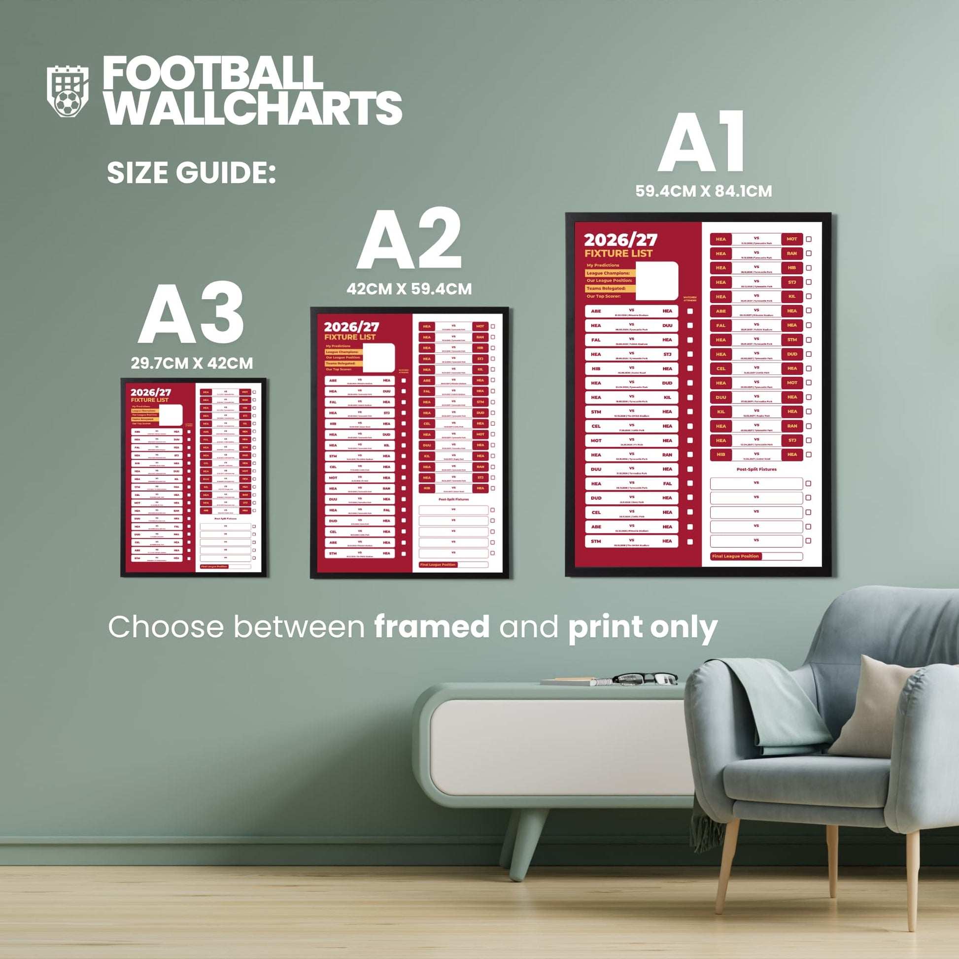 Hearts — Size Chart
