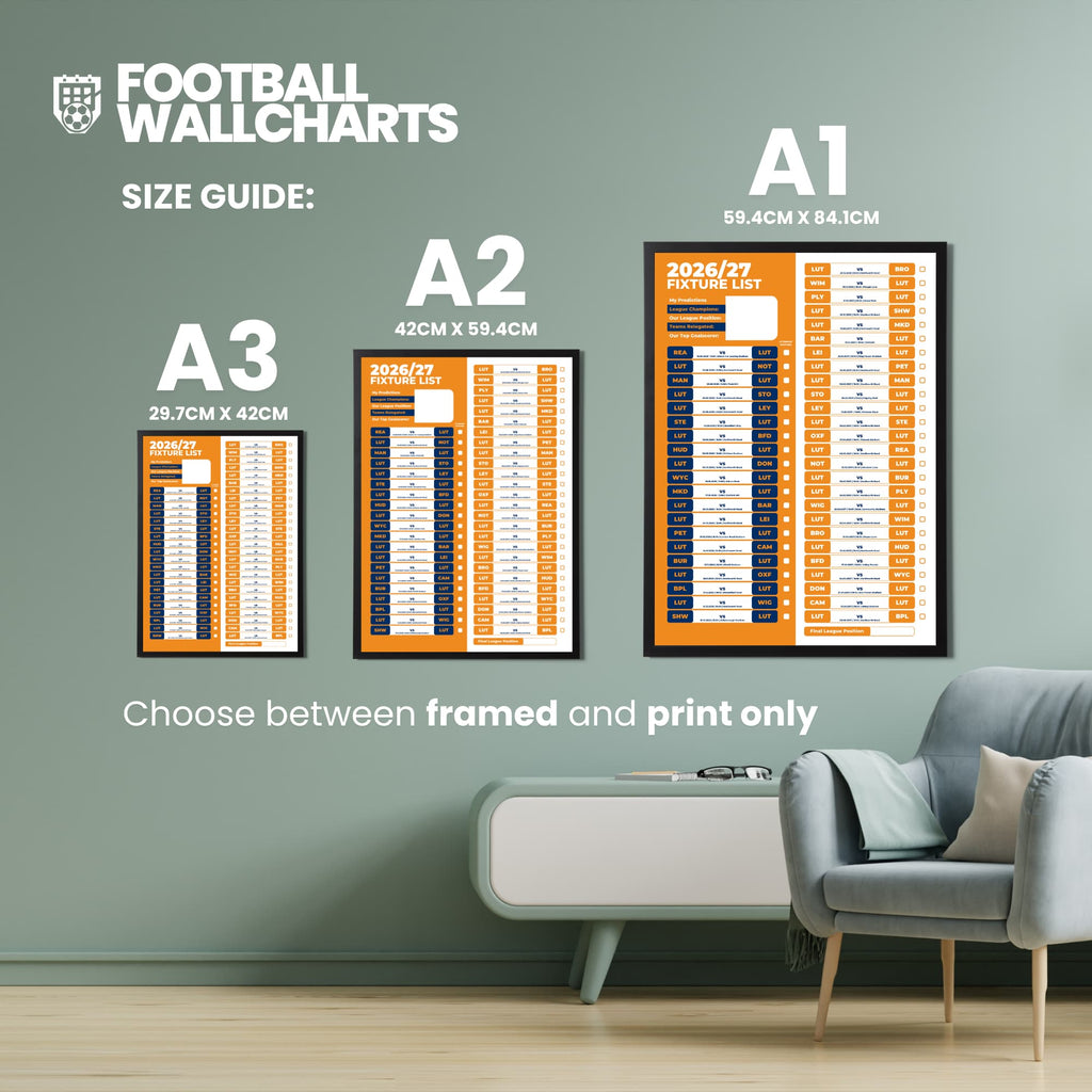 Luton Town — Size Chart