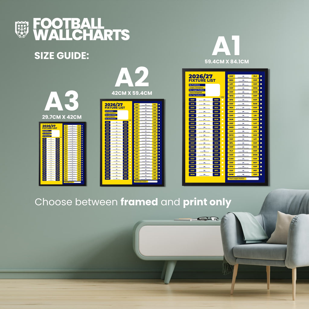 Oxford United — Size Chart