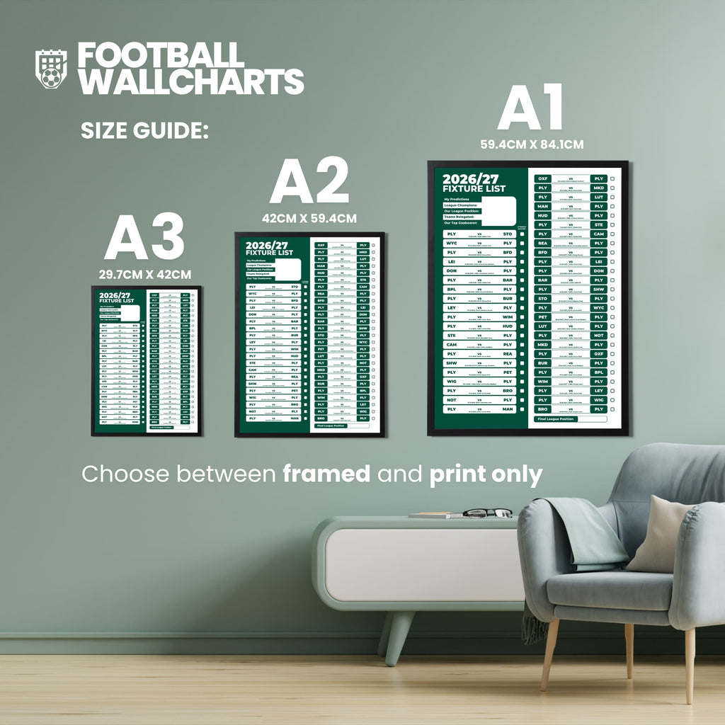 Plymouth Argyle — Size Chart