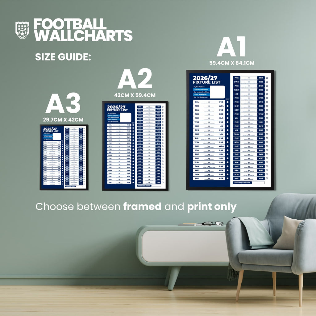 Preston North End — Size Chart