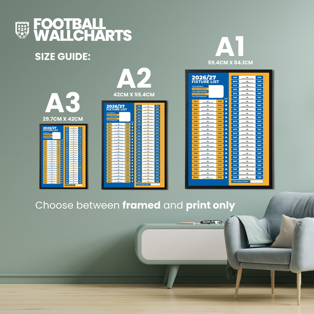 Shrewsbury Town — Size Chart