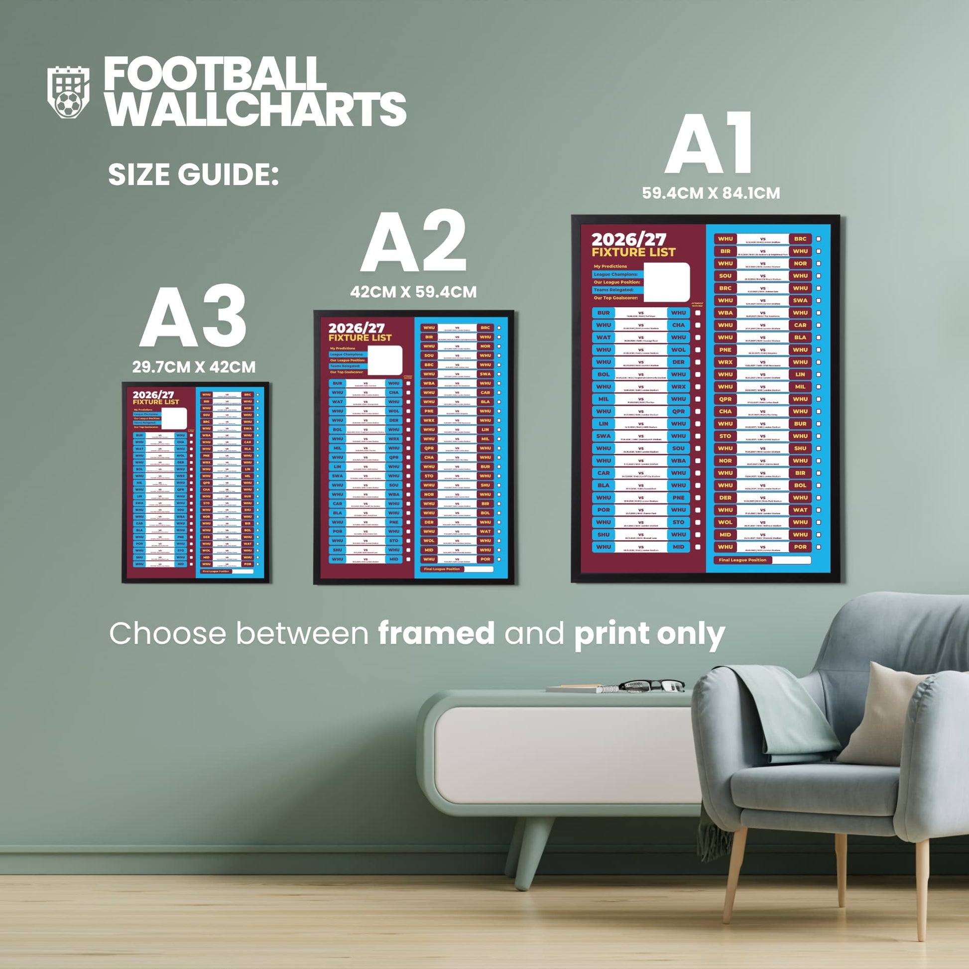 West Ham United — Size Chart