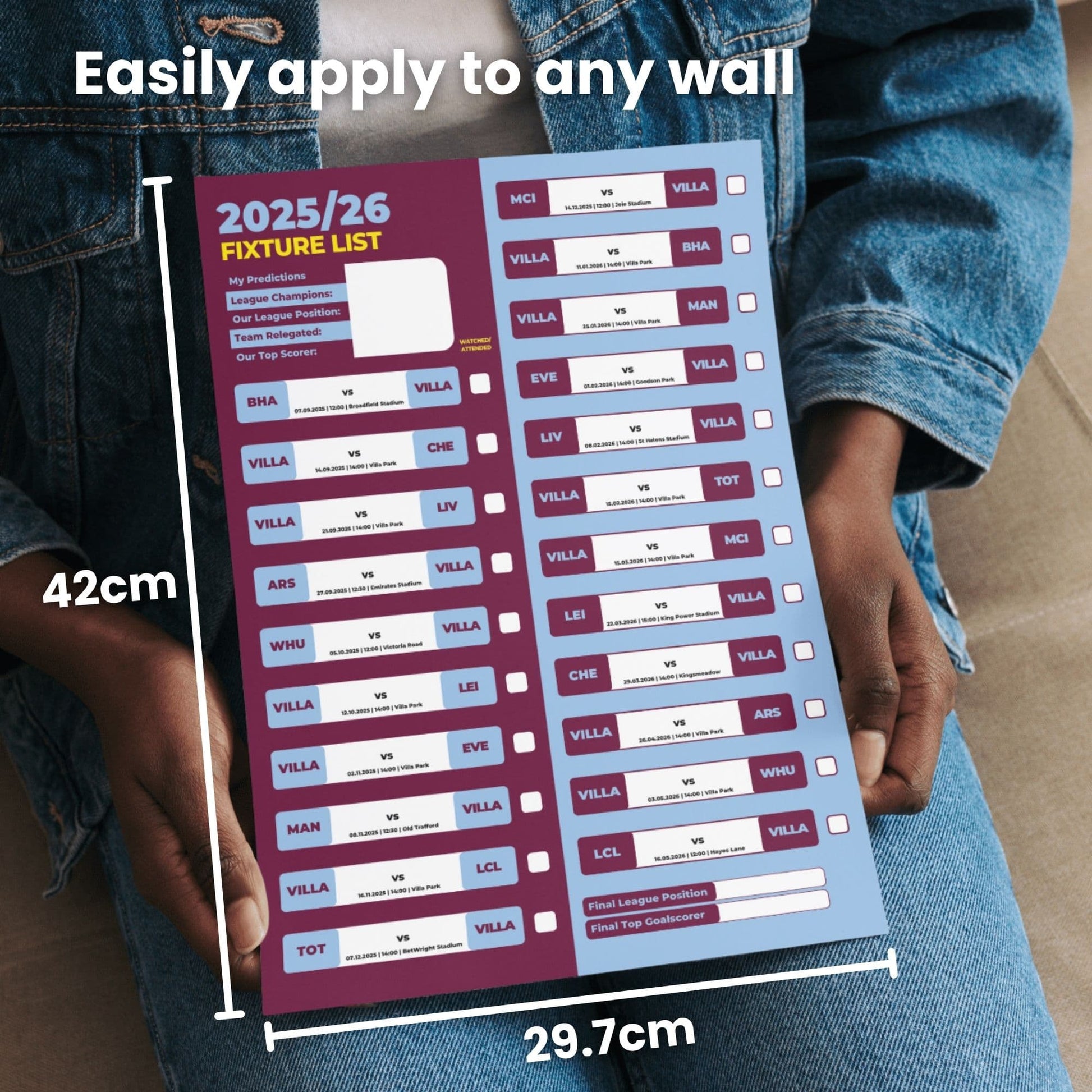 Women's Super League Clubs - 2025/26 Football Fixture Poster - A3 Size (29.7x42cm)