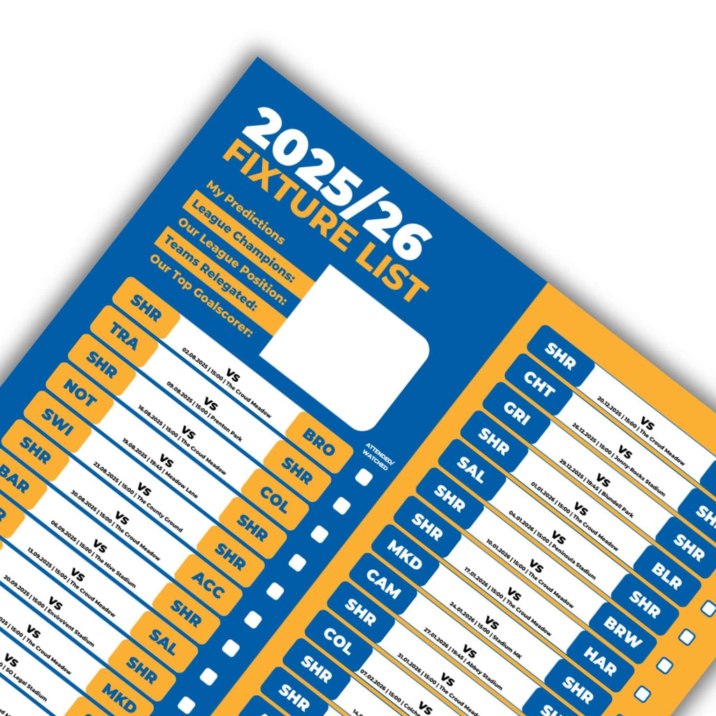 League 2 Clubs - 2025/26 Football Fixture Poster - A3 Size (29.7x42cm)