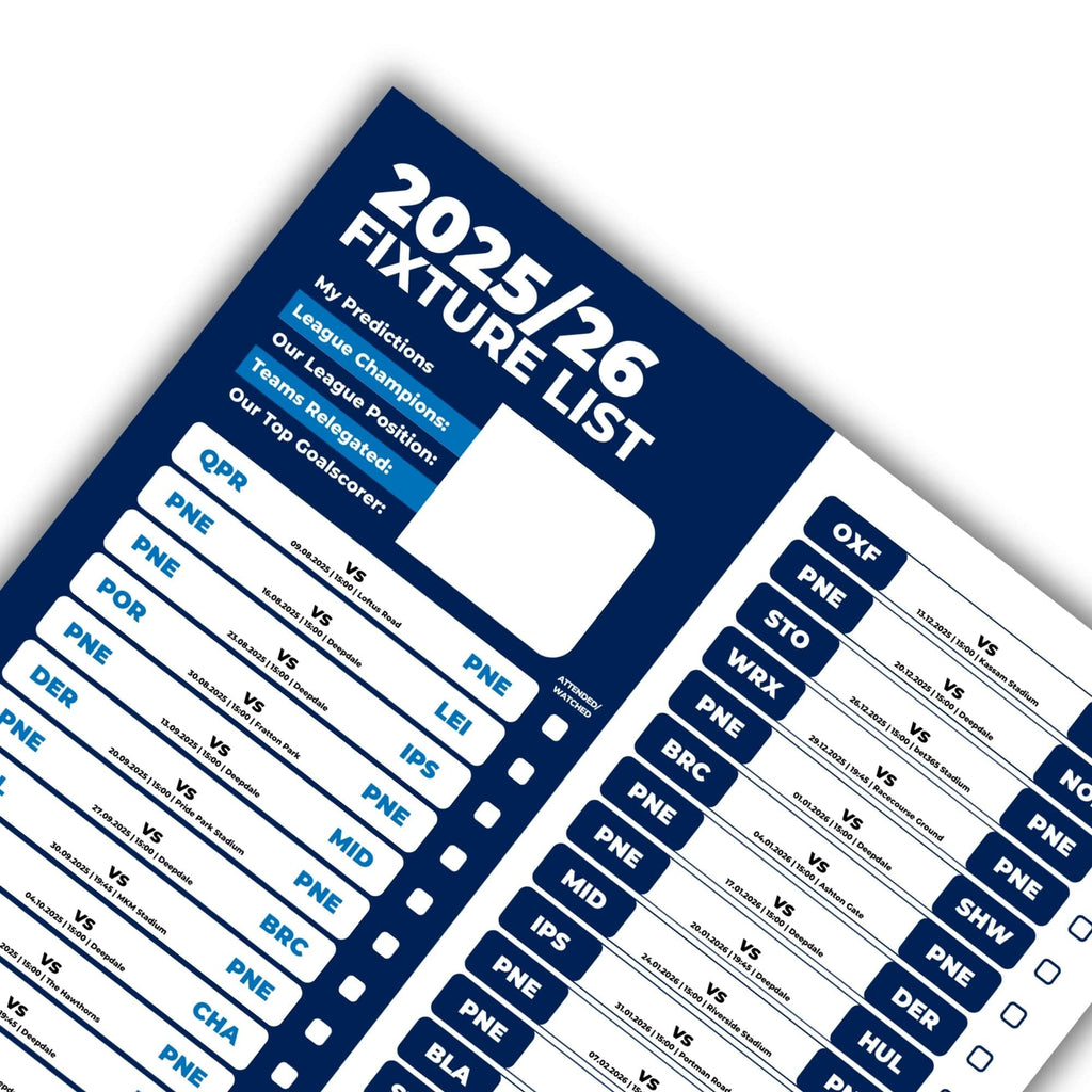 Championship Clubs - 2025/26 Football Fixture Poster - A3 Size (29.7x42cm)