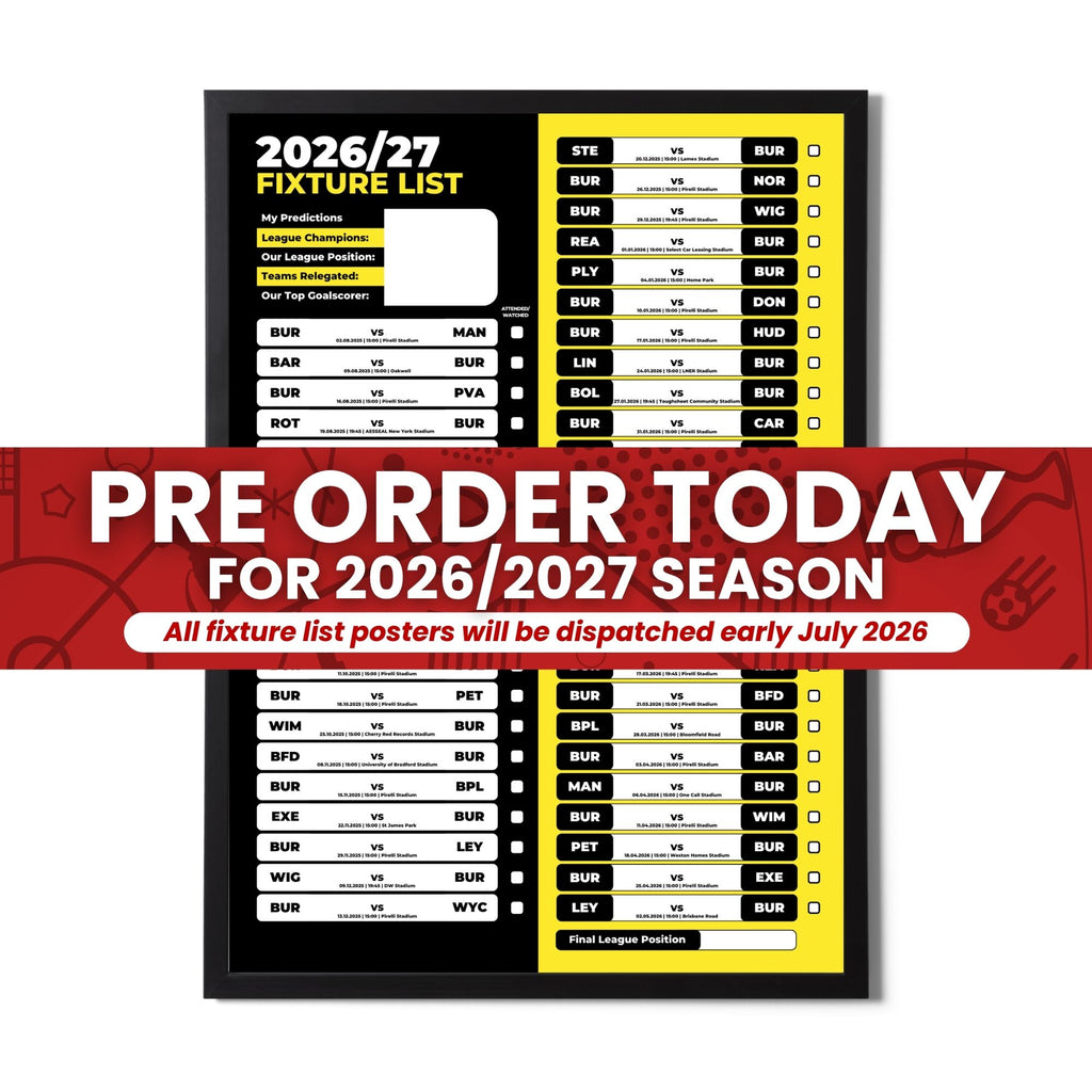 League 1 Clubs - 2026/27 Football Fixture Poster - Multiple Sizes