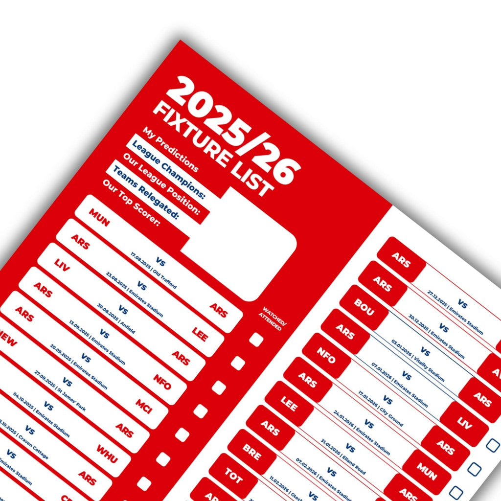 Premier League Clubs - 2025/26 Football Fixture Poster - A3 Size (29.7x42cm)