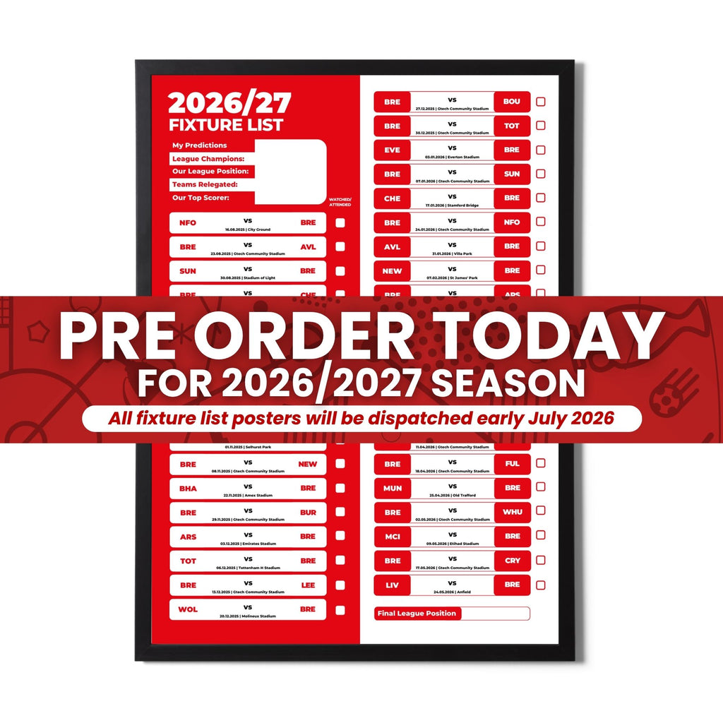 Pre Order Premier League Clubs - 2026/27 Fixture Poster