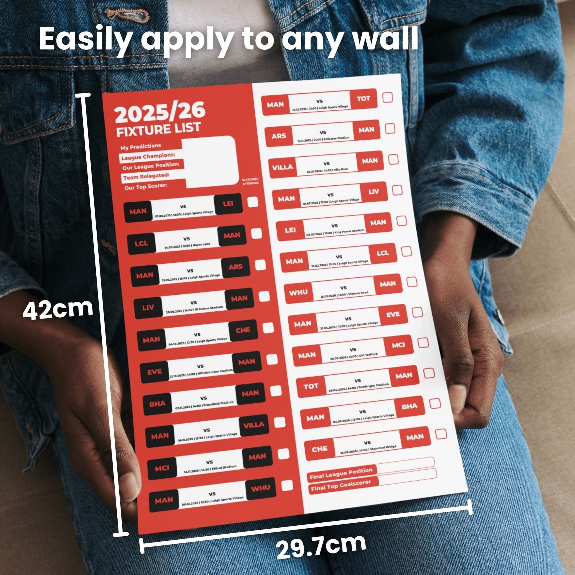 Women's Super League Clubs - 2025/26 Football Fixture Poster - A3 Size (29.7x42cm)