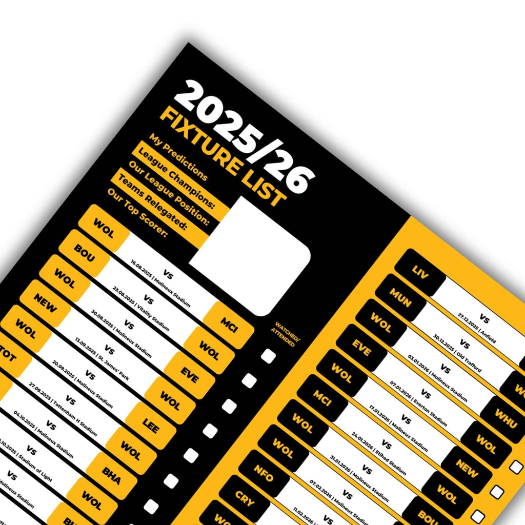 Premier League Clubs - 2025/26 Football Fixture Poster - A3 Size (29.7x42cm)