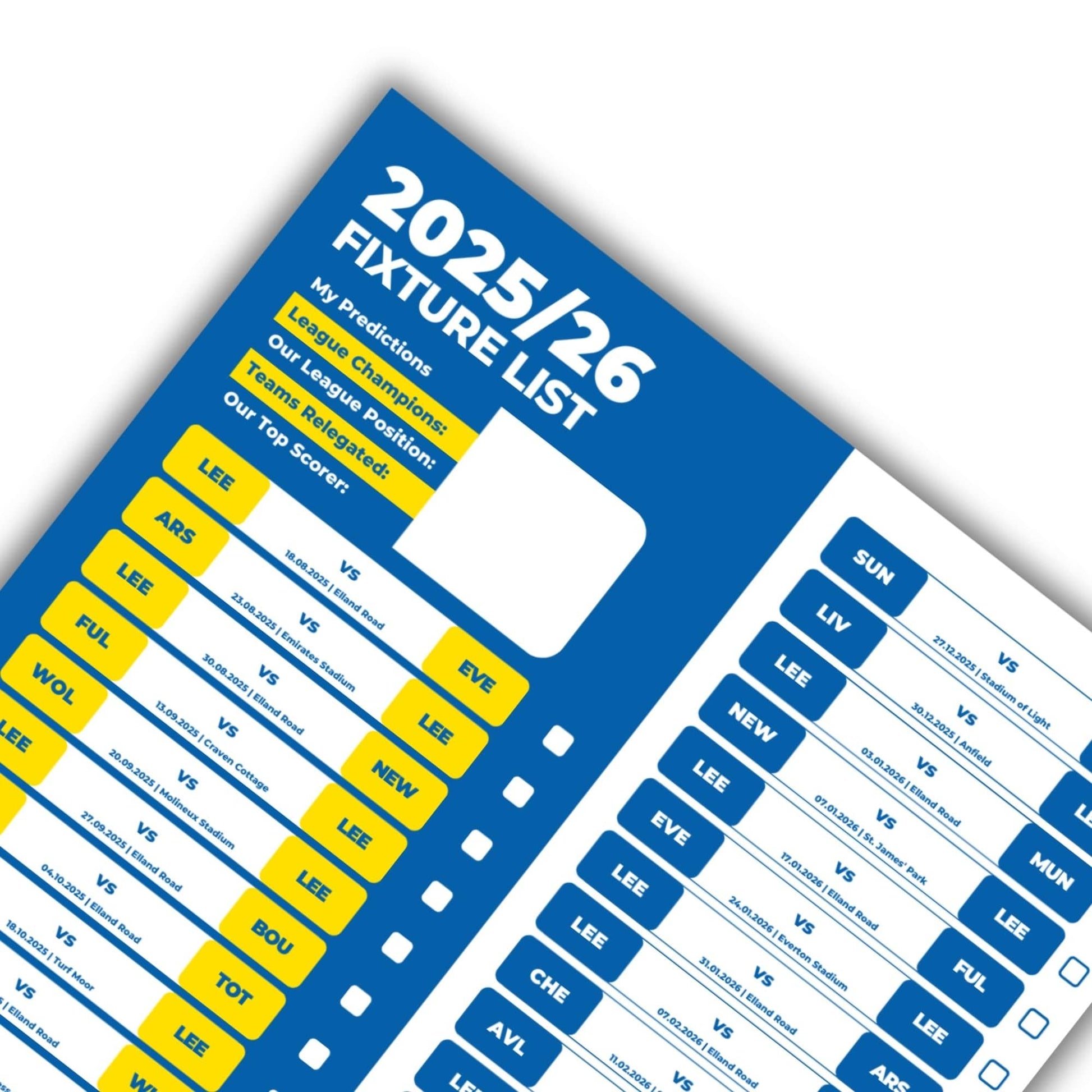 Premier League Clubs - 2025/26 Football Fixture Poster - A3 Size (29.7x42cm)