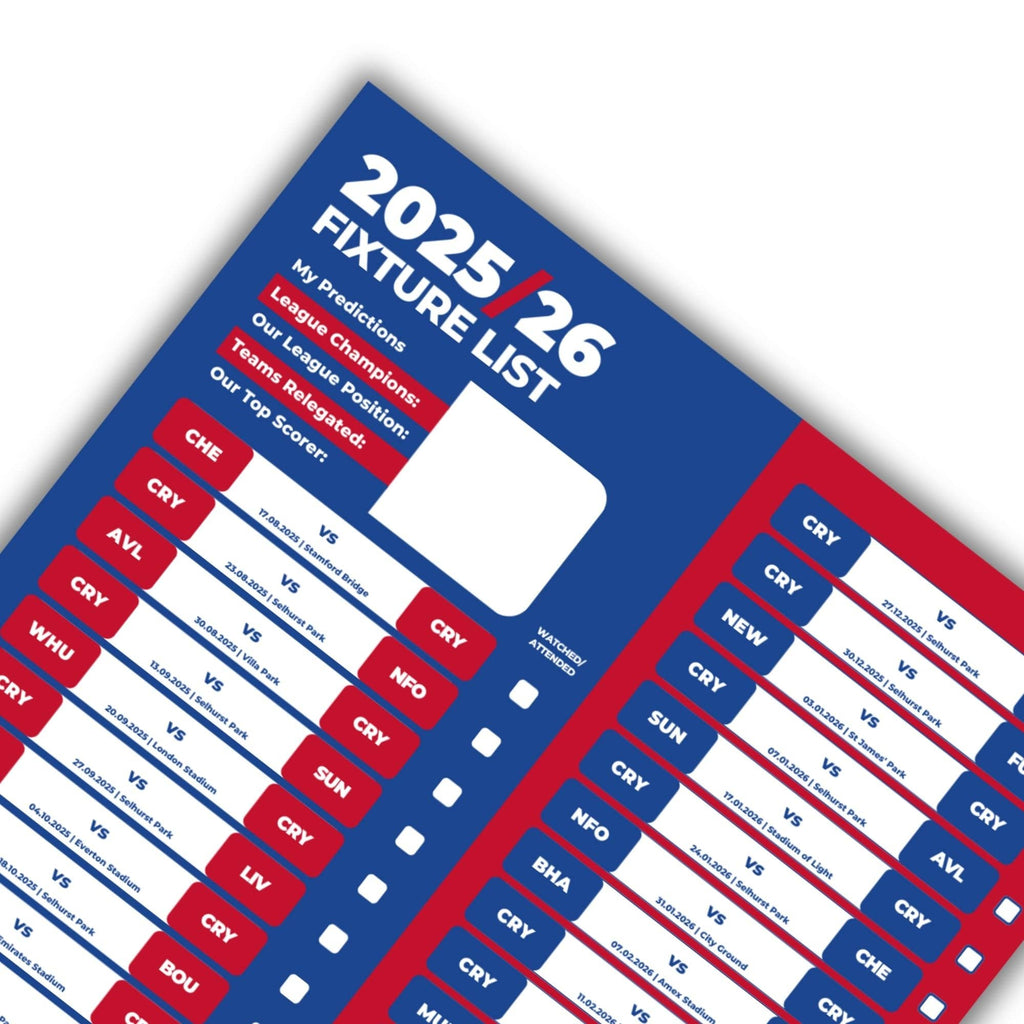 Premier League Clubs - 2025/26 Football Fixture Poster - A3 Size (29.7x42cm)