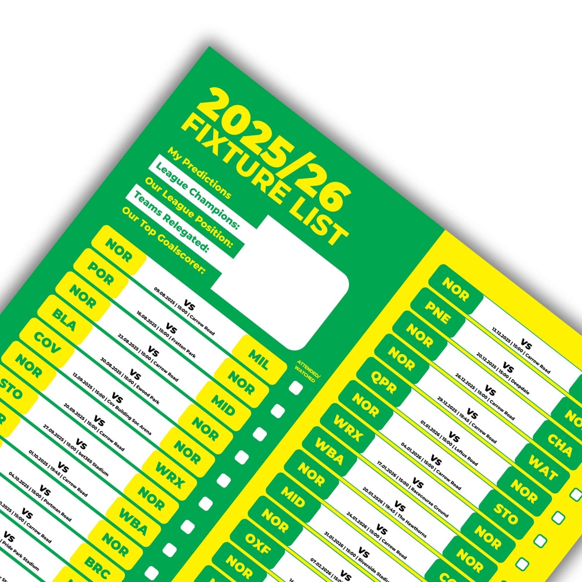 Championship Clubs - 2025/26 Football Fixture Poster - A3 Size (29.7x42cm)