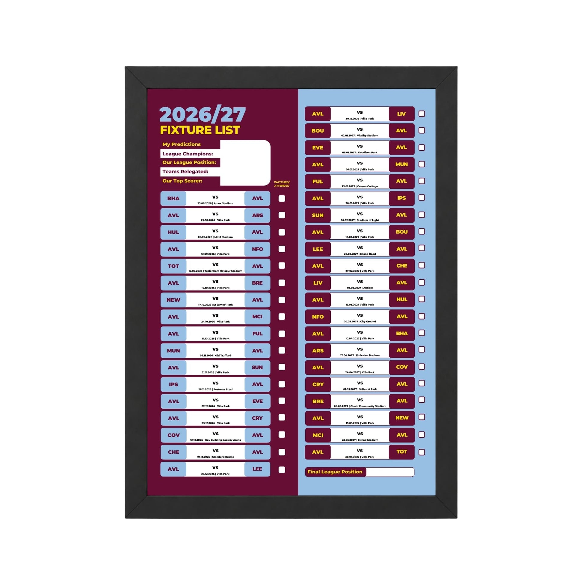Aston Villa — Black Frame Mockup