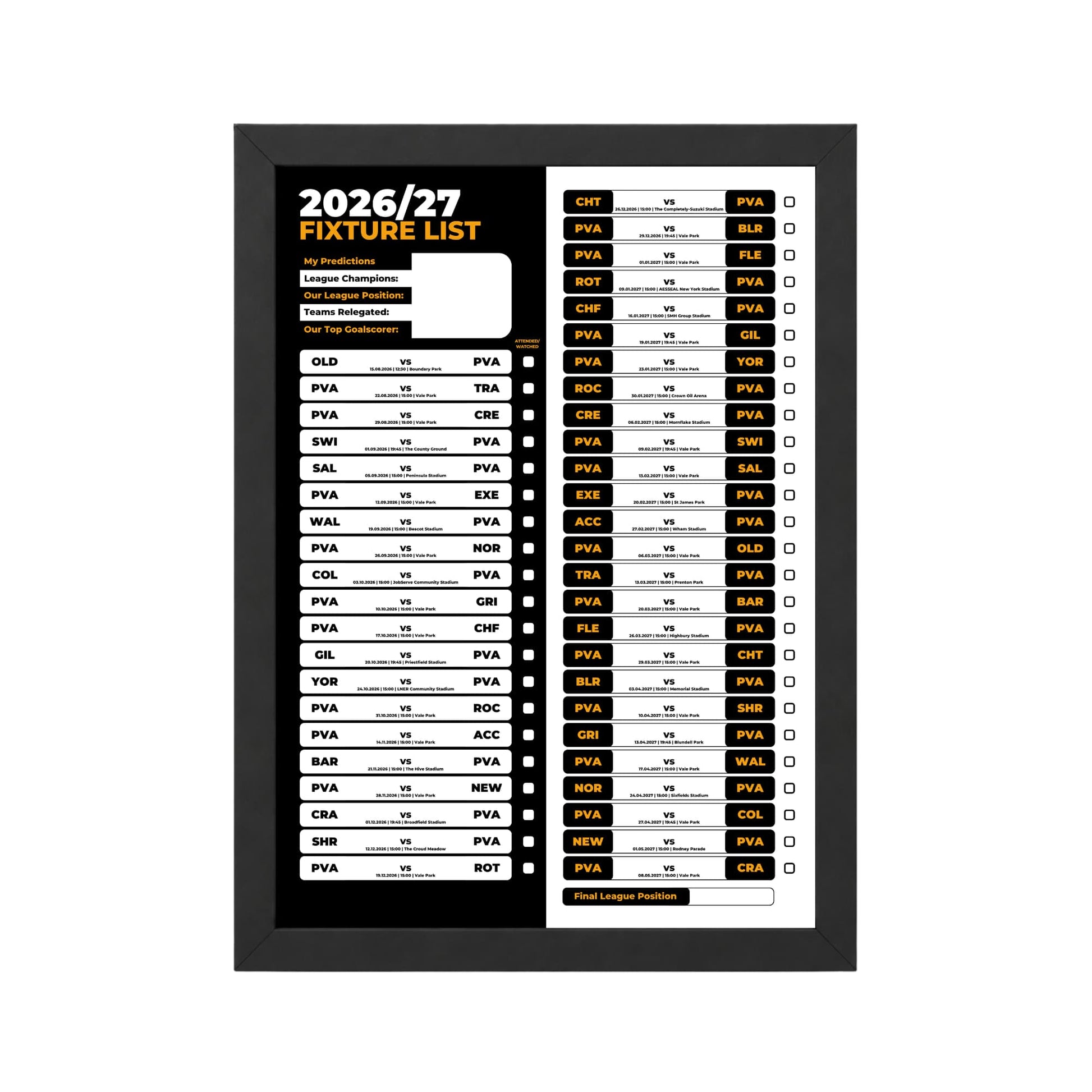 Port Vale — Black Frame Mockup