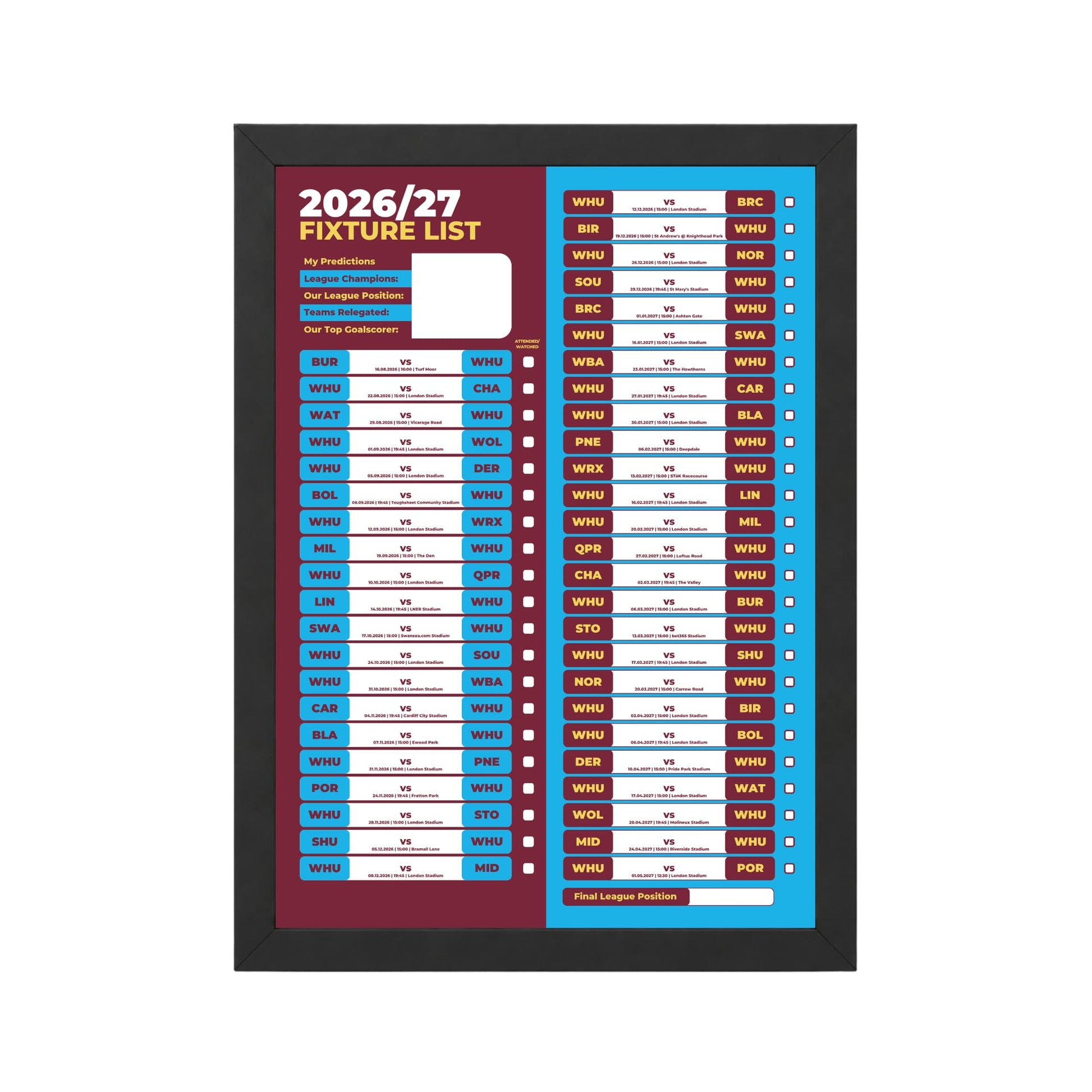 West Ham United — Black Frame Mockup
