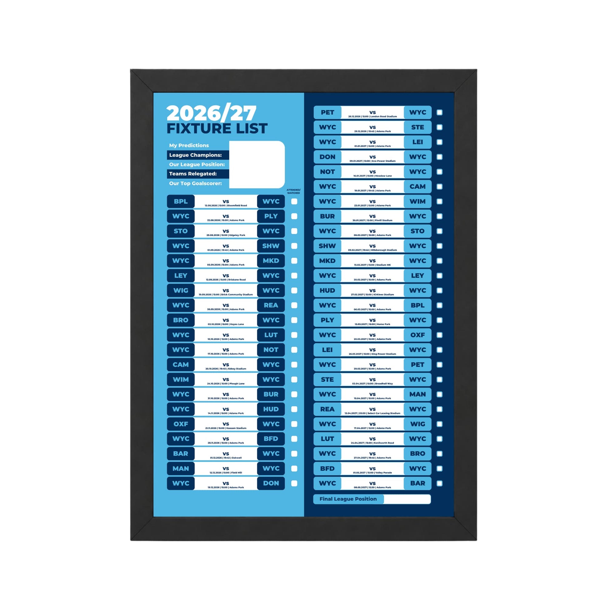 Wycombe Wanderers — Black Frame Mockup