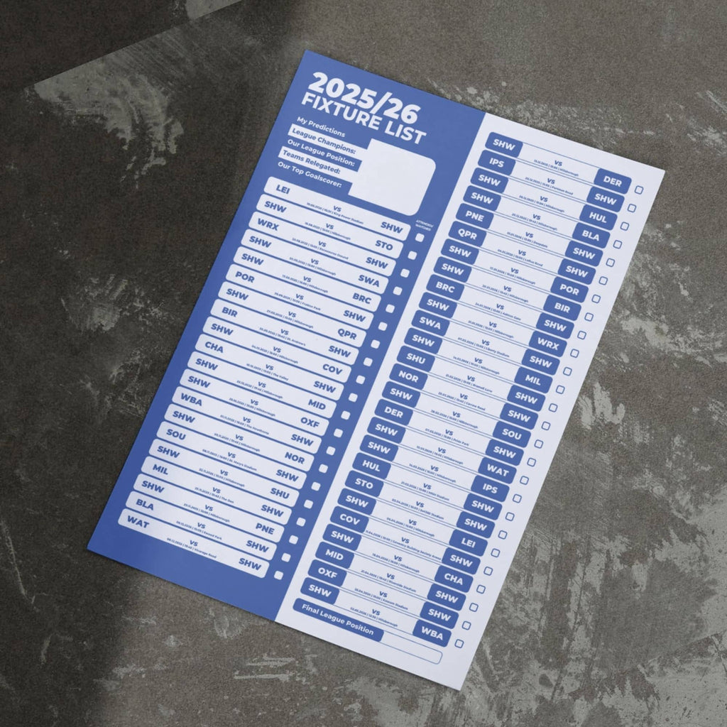 Championship Clubs - 2025/26 Football Fixture Poster - A3 Size (29.7x42cm)