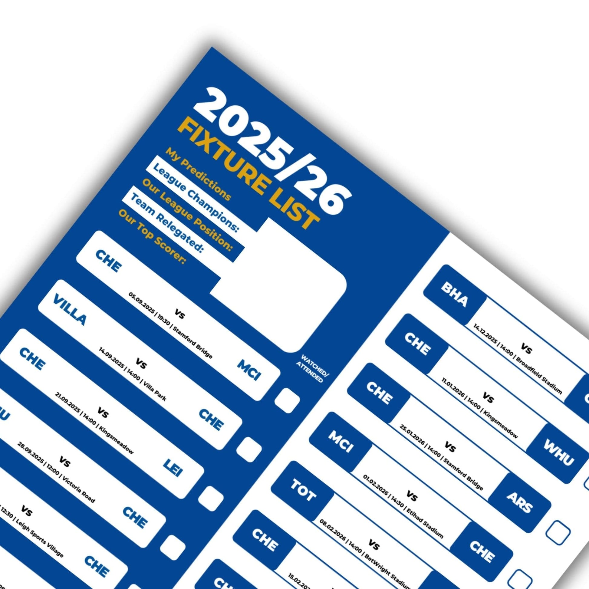 Women's Super League Clubs - 2025/26 Football Fixture Poster - A3 Size (29.7x42cm)