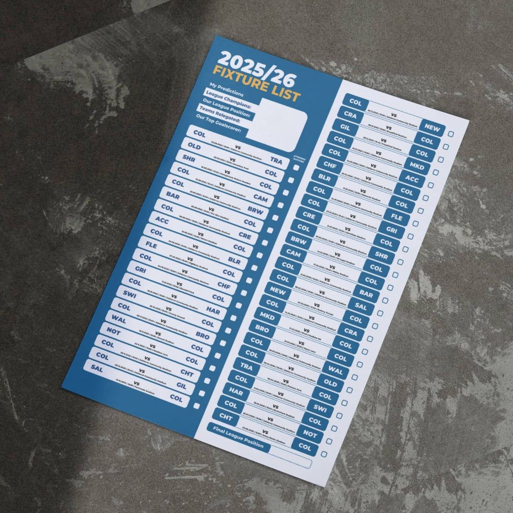 League 2 Clubs - 2025/26 Football Fixture Poster - A3 Size (29.7x42cm)