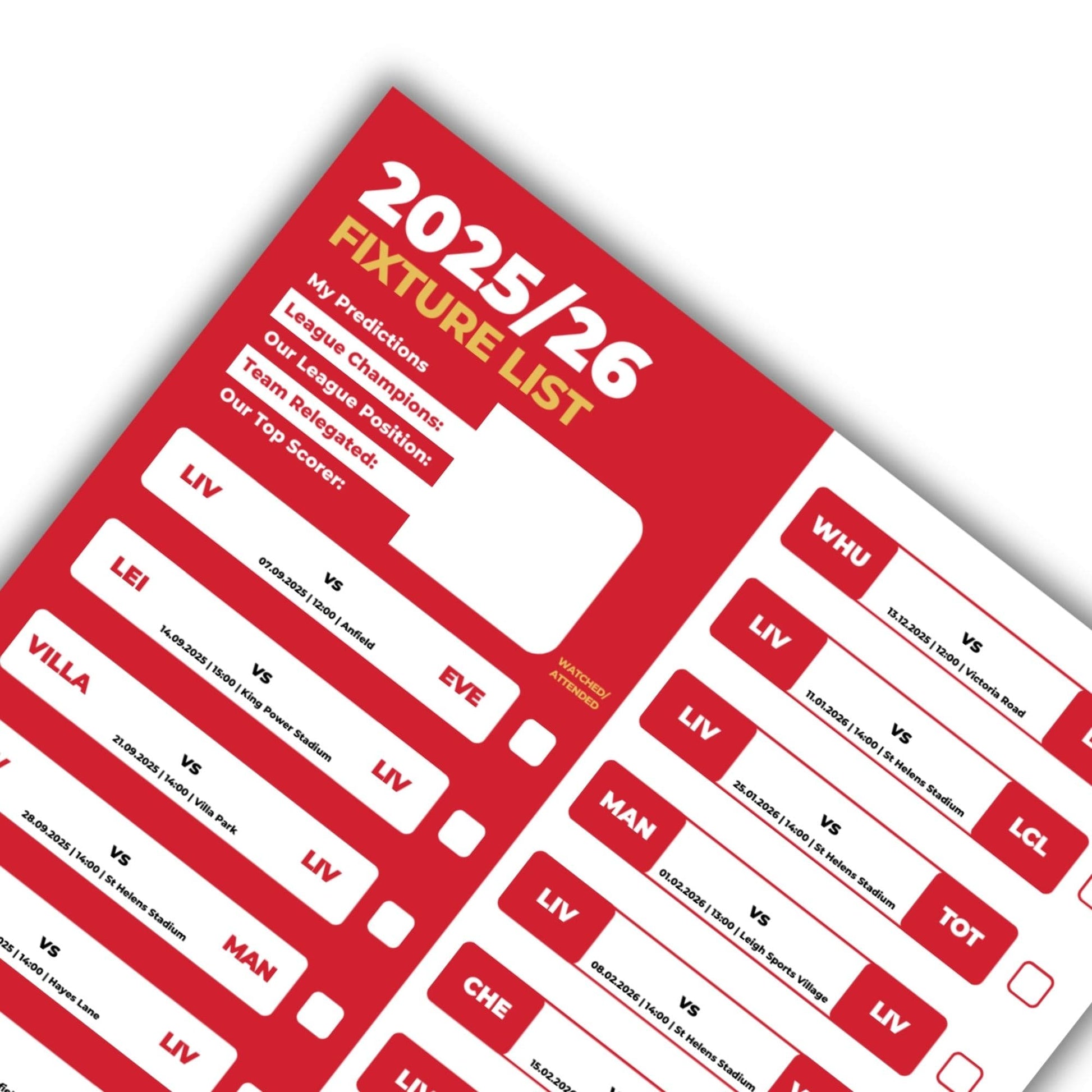 Women's Super League Clubs - 2025/26 Football Fixture Poster - A3 Size (29.7x42cm)