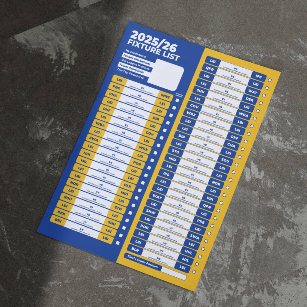 Championship Clubs - 2025/26 Football Fixture Poster - A3 Size (29.7x42cm)