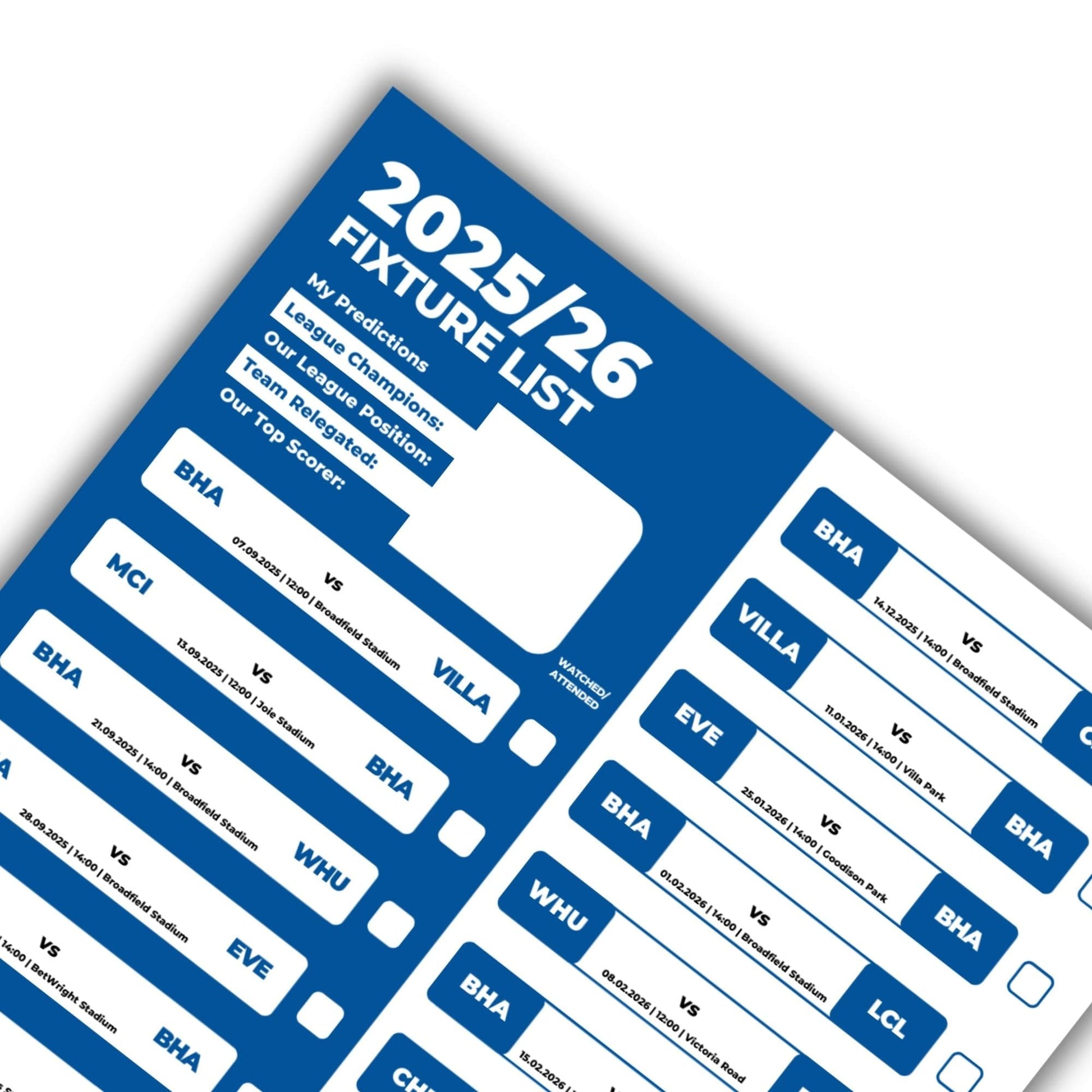 Women's Super League Clubs - 2025/26 Football Fixture Poster - A3 Size (29.7x42cm)