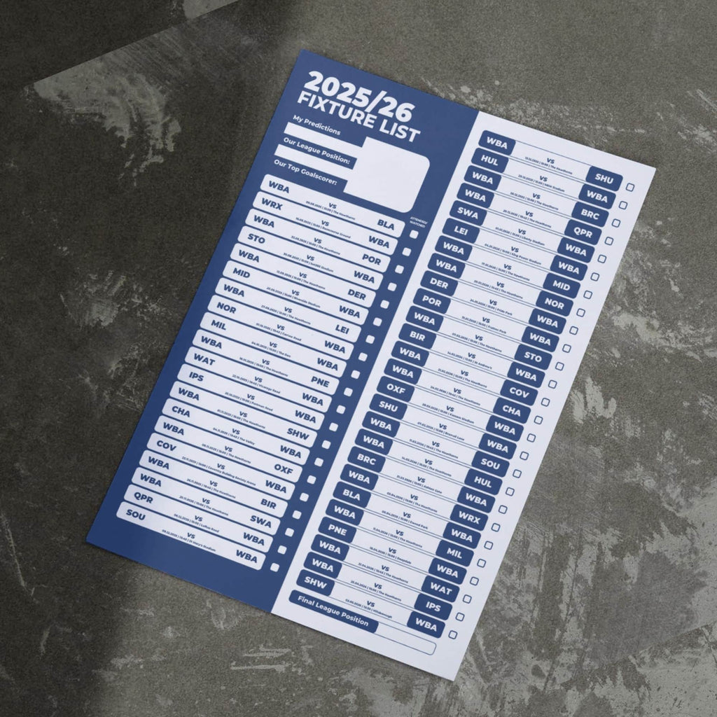 Championship Clubs - 2025/26 Football Fixture Poster - A3 Size (29.7x42cm)
