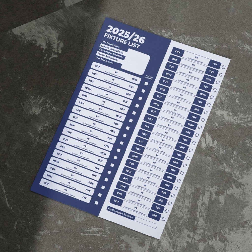 Premier League Clubs - 2025/26 Football Fixture Poster - A3 Size (29.7x42cm)