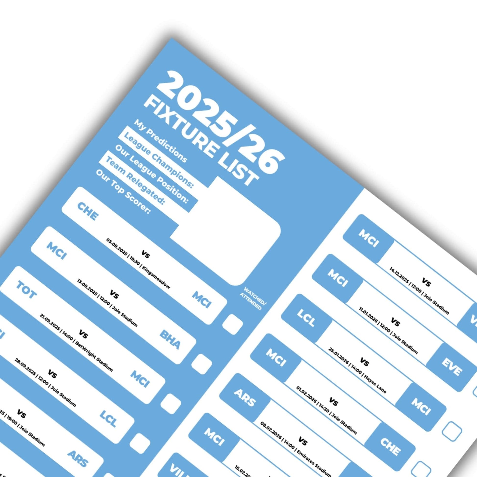 Women's Super League Clubs - 2025/26 Football Fixture Poster - A3 Size (29.7x42cm)