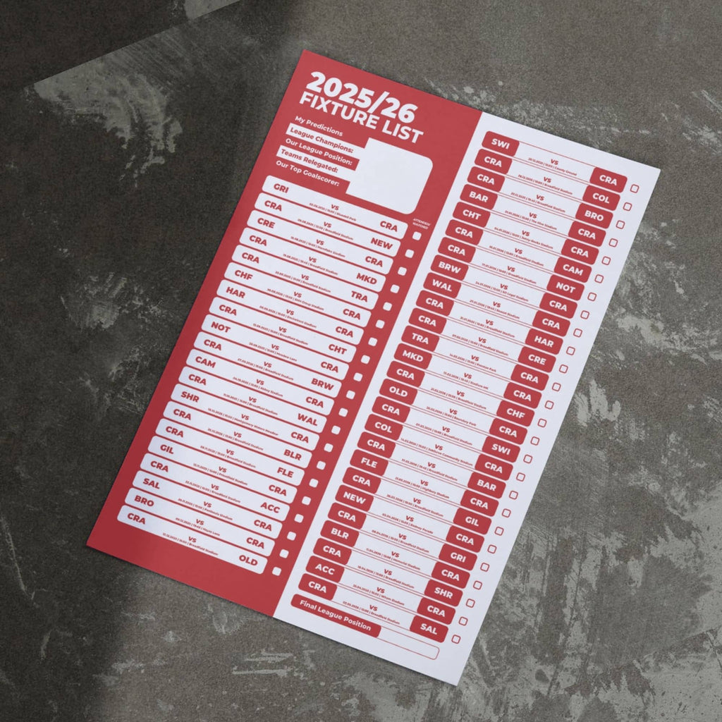 League 2 Clubs - 2025/26 Football Fixture Poster - A3 Size (29.7x42cm)