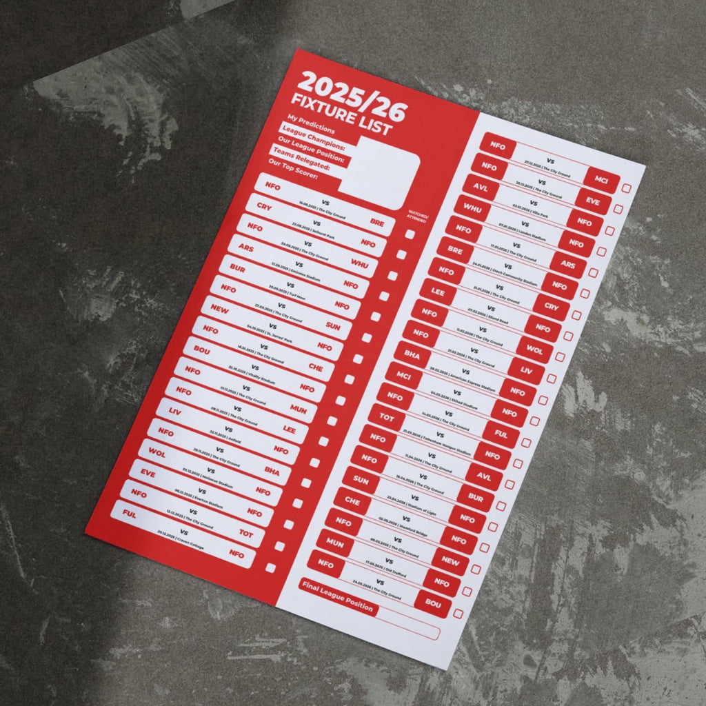 Premier League Clubs - 2025/26 Football Fixture Poster - A3 Size (29.7x42cm)