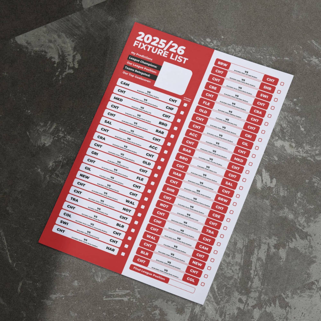 League 2 Clubs - 2025/26 Football Fixture Poster - A3 Size (29.7x42cm)