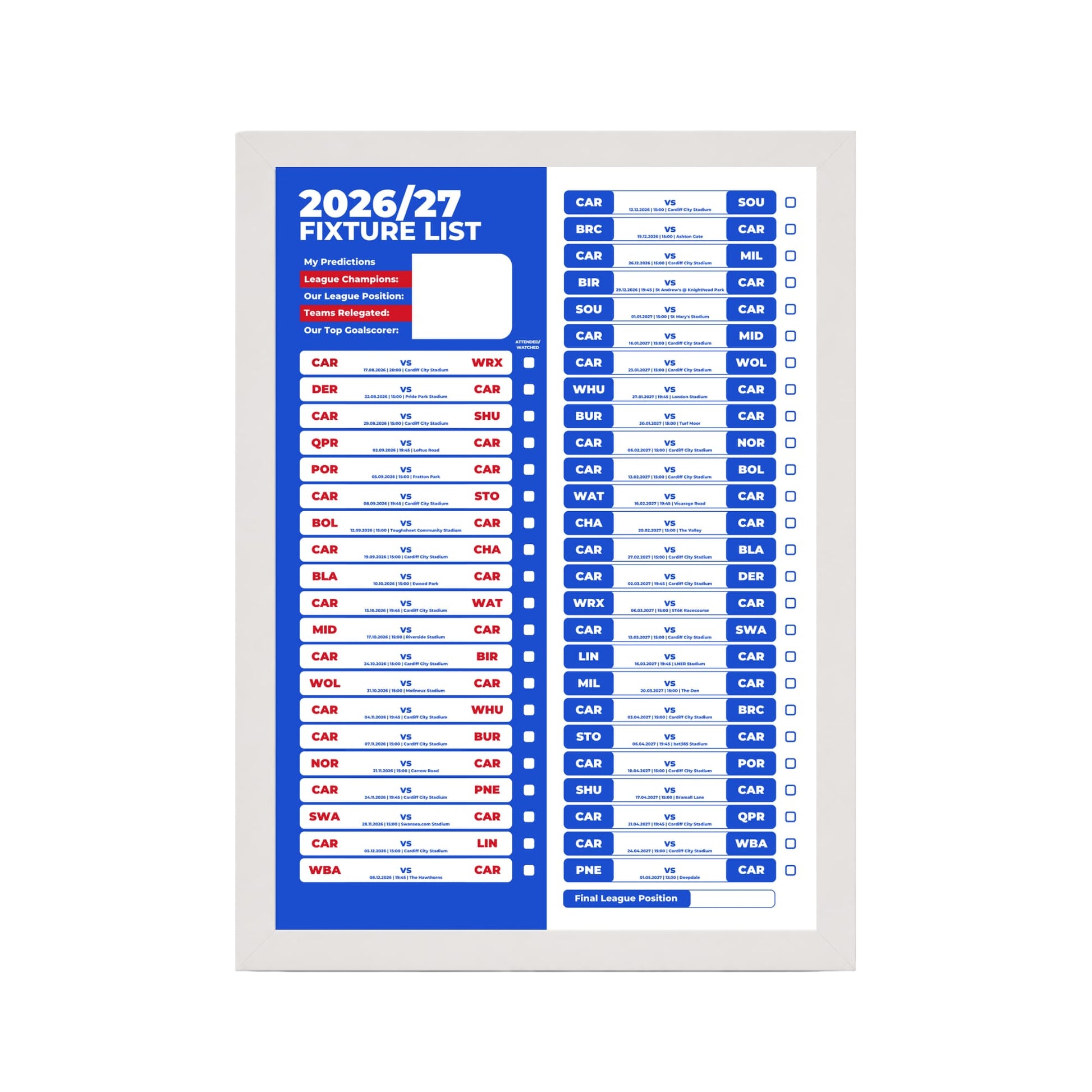Cardiff City — White Frame Mockup