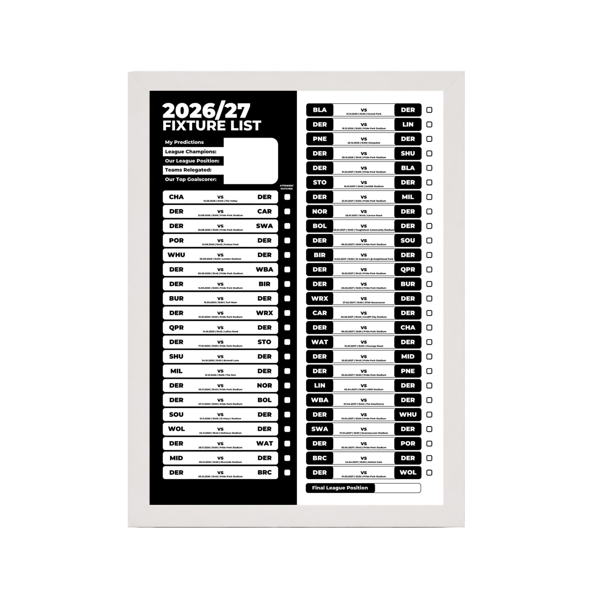 Derby County — White Frame Mockup