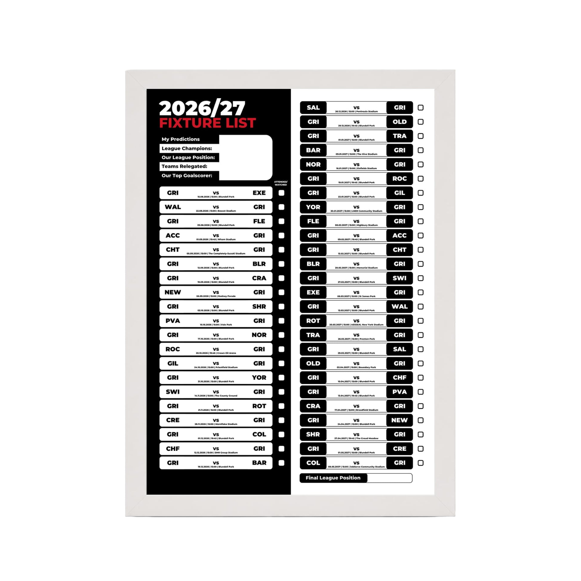 Grimsby Town — White Frame Mockup