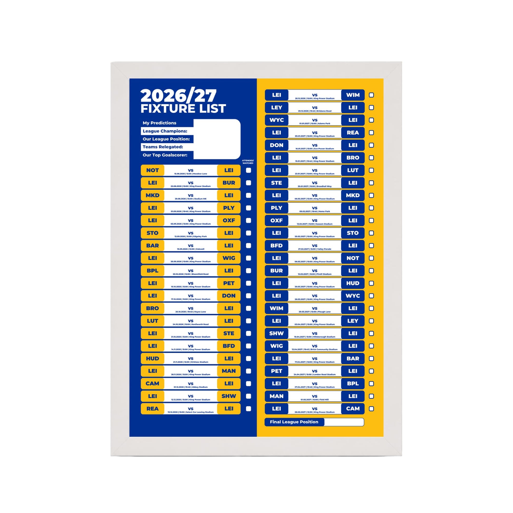 Leicester City — White Frame Mockup
