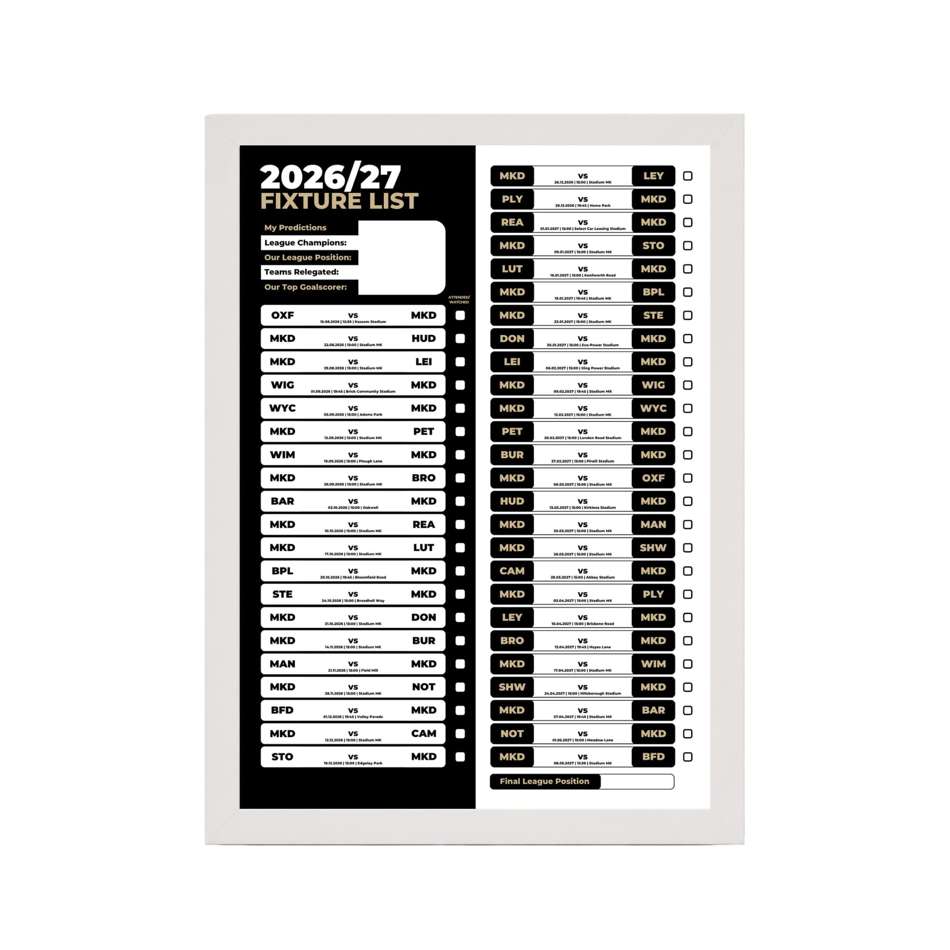 MK Dons — White Frame Mockup