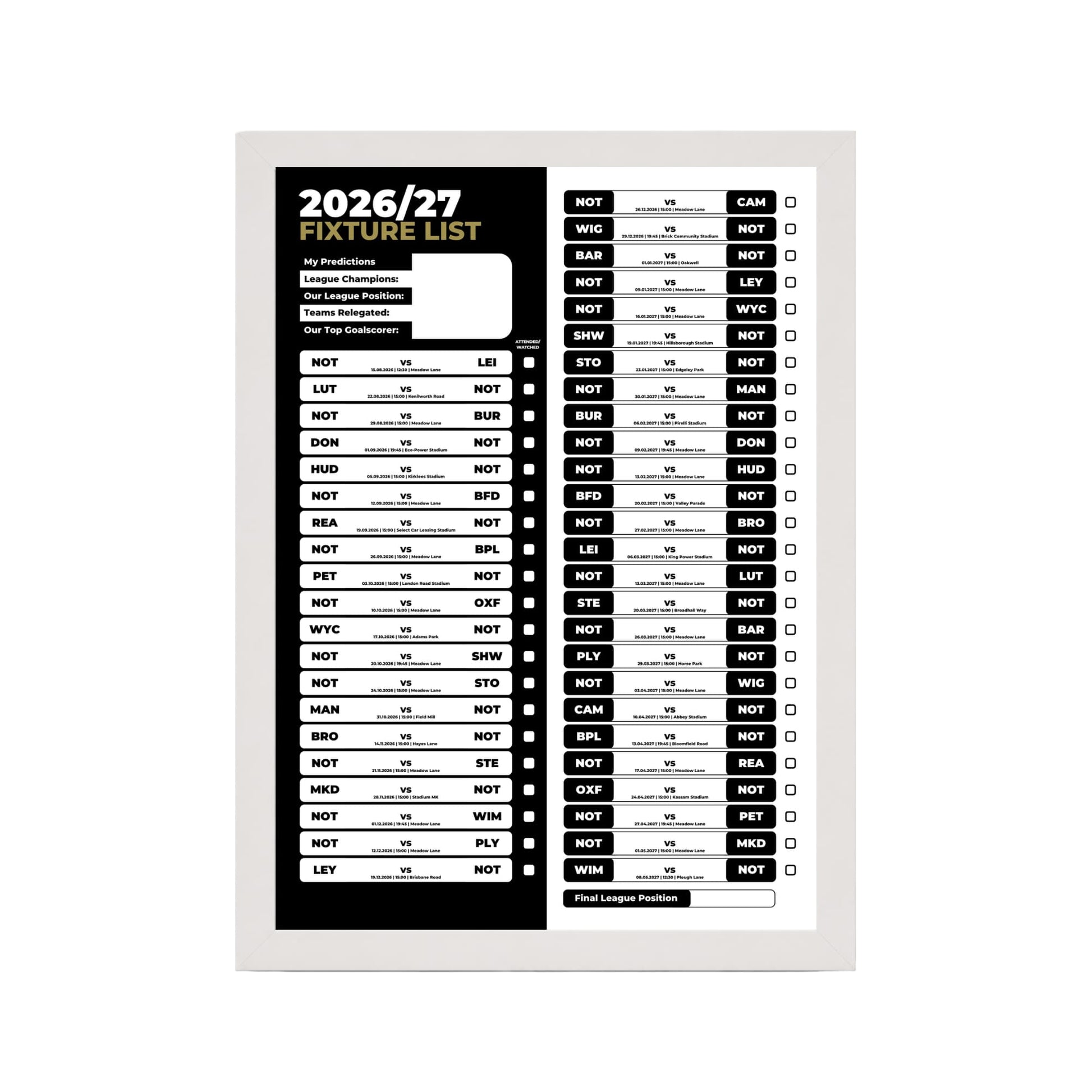 Notts County — White Frame Mockup