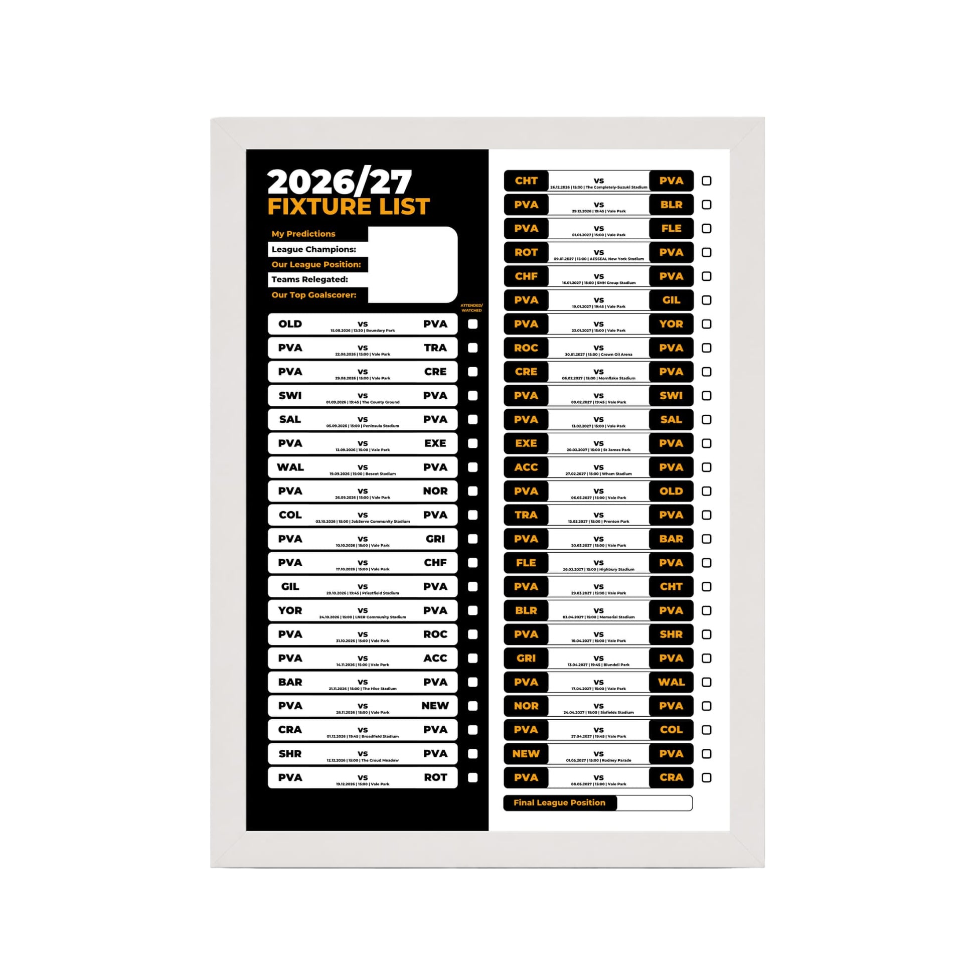 Port Vale — White Frame Mockup